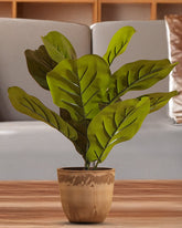 Alamkari India Fabric Artificial Potted Fiddle Leaf Fig Plants (35 cm, Set of 2)